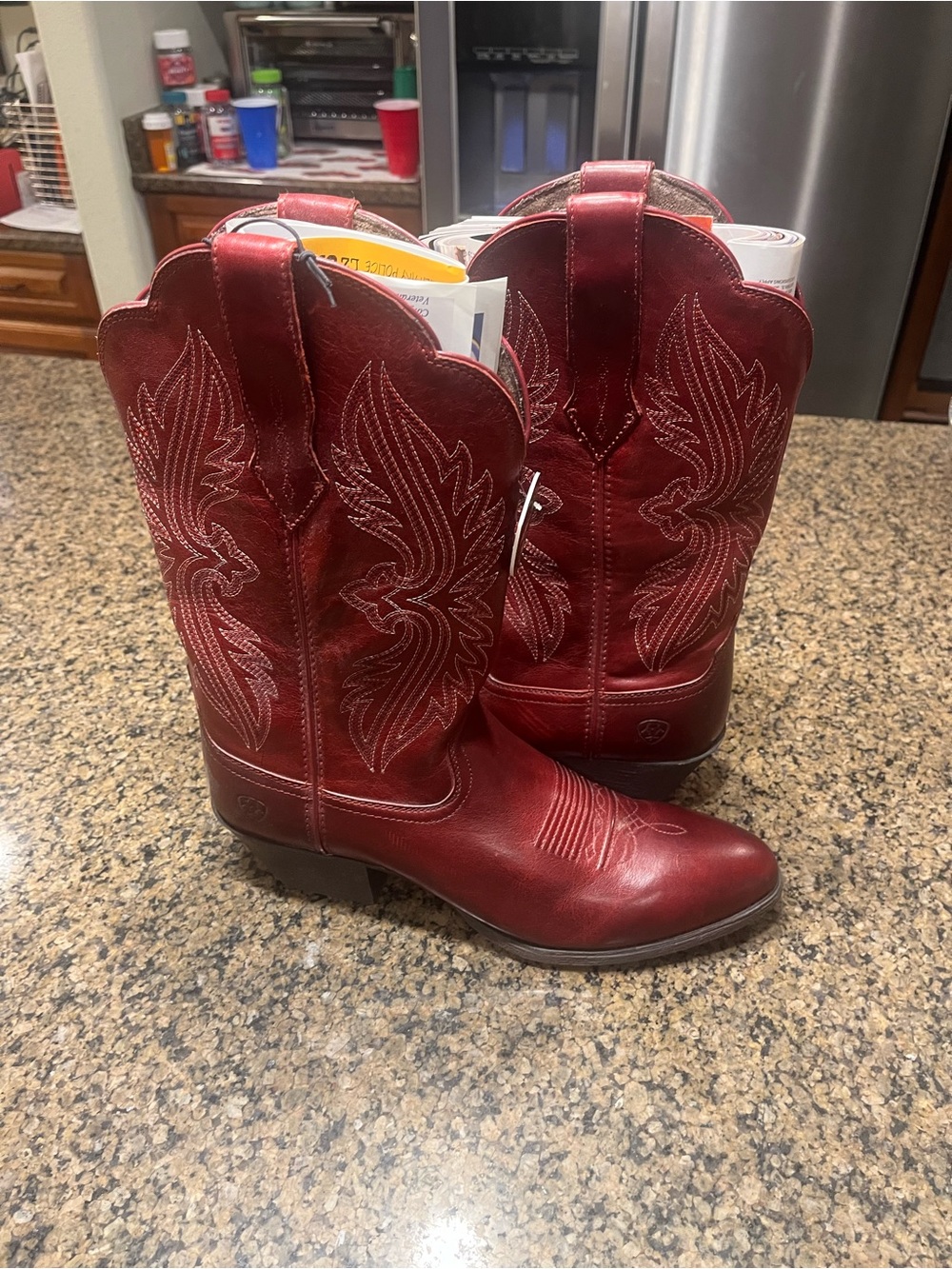 Ariat Red Leather Western Heeled Boots